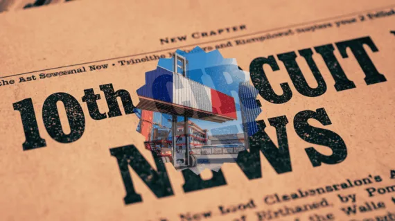 10th Circuit Tariff News headline featuring an import/export shipping container on a crane