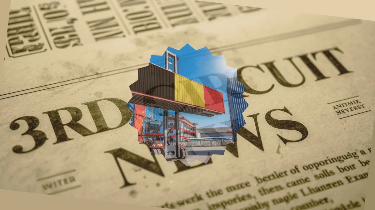 3rd Circuit Tariff News headline featuring an import/export shipping container on a crane