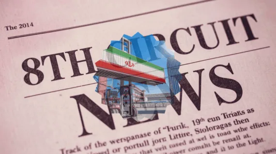 8th Circuit Tariff News headline featuring an import/export shipping container on a crane
